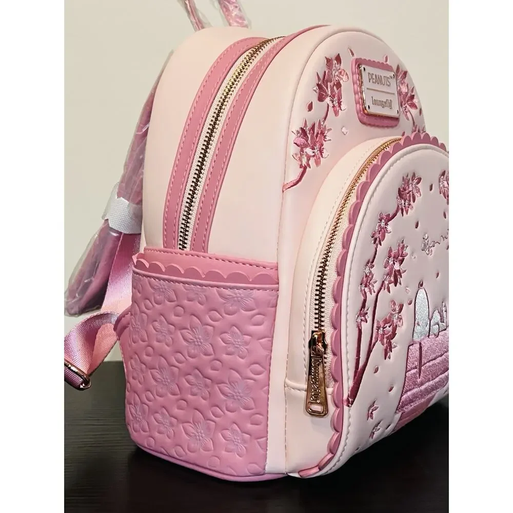 Loungefly Peanuts Snoopy Cherry Blossom Mini Backpack - Picture 4 of 6